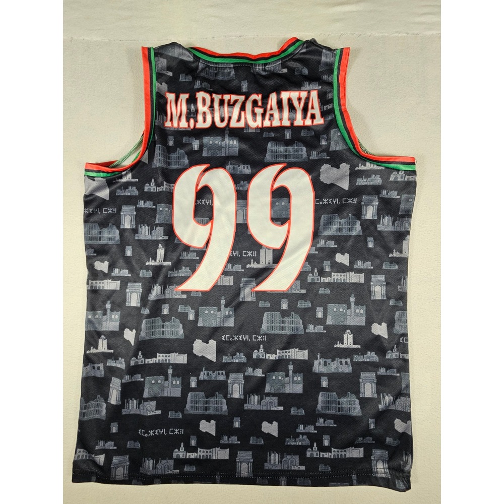 Team Spirit Libya Basketball Jersey Black All Over Print M. Buzgaiya 99 Mens L - Picture 5 of 6